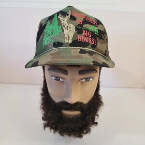 Vintage Camo Happiness is Big Bucks! Adjustable Trucker Hat